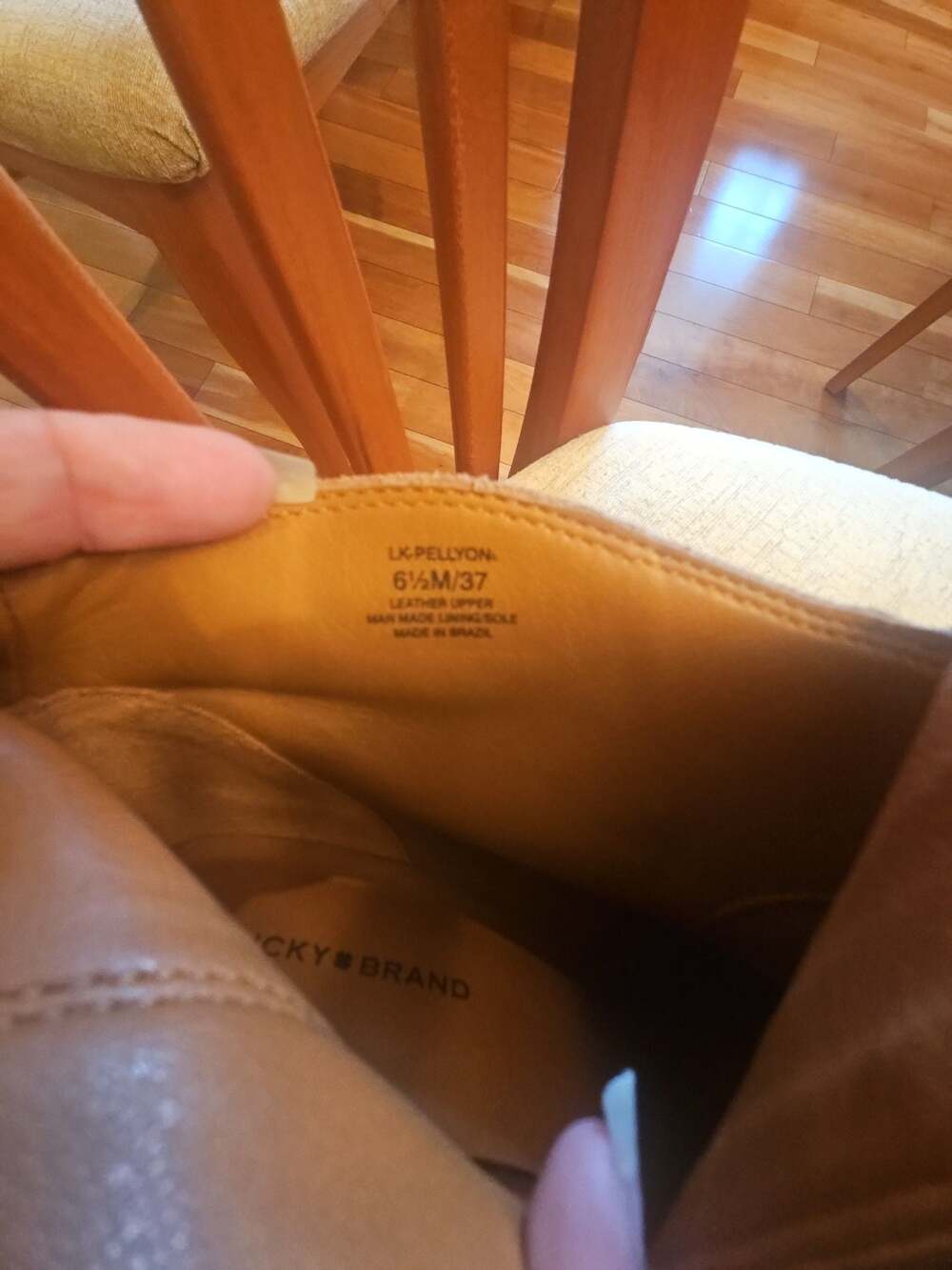 Lucky Brand Pellyon Suede Almond Toe Ankle Booties Camel womens Size 6.5M - Picture 5 of 5